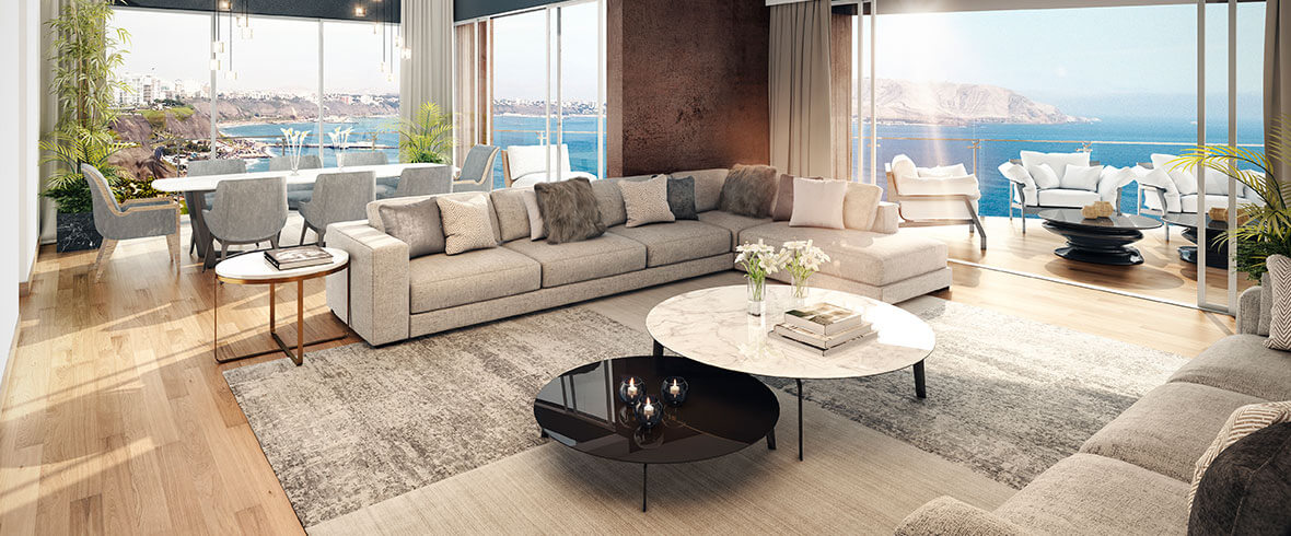INTERIORES: SALA (VISTA AL MAR)